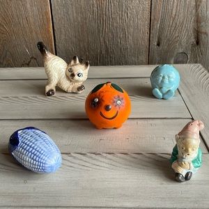 Lot of 5 Single Vintage Salt and Pepper Shakers